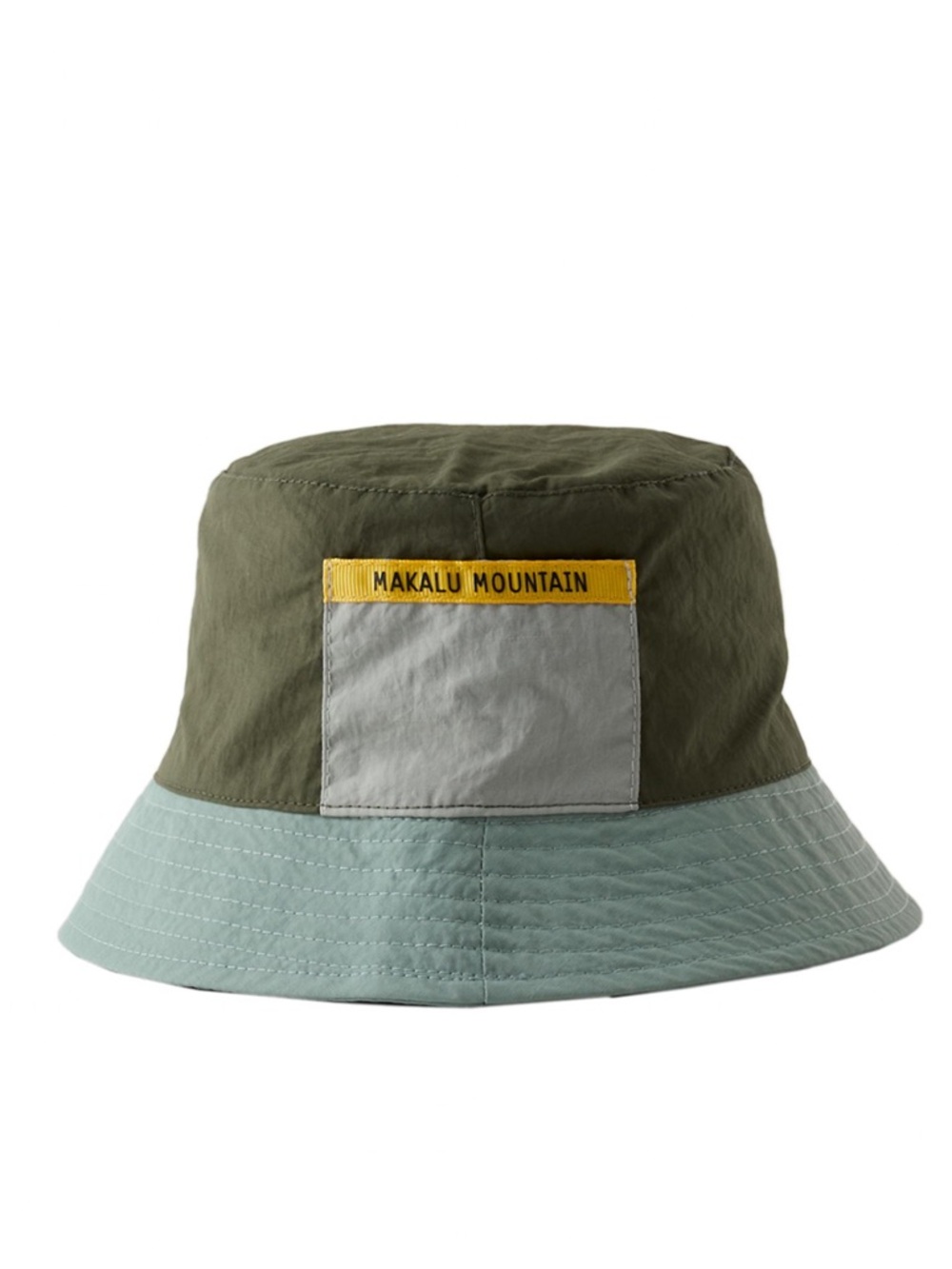 Zara Kids Two-Tone Olive & Light Blue Bucket Hat with Yellow Patch